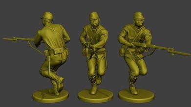 japanese soldier ww2 attack2 j2 man war miniature figure sculpture military army diorama worldwarii pacific axis arisaka rifle walk print 3d print model - Mito3D