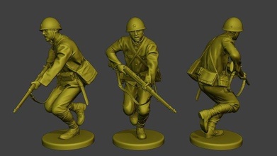 japonais soldat ww2 attack4 j2 3d impression modèle in figurines 3dexport homme guerre miniature figure sculpture militaire armée diorama seconde mondiale pacifique axe arisaka fusil marche 3d print model - Mito3D