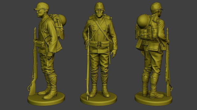 japanisch soldat ww2 attention2 j1 3d drucken modell figuren 3dexport krieg miniatur zahl skulptur militär armee diorama weltkrieg pazifik achse arisaka gewehr 3D print model - Mito3D