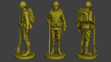 japanisch soldat ww2 attention4 j1 3d drucken modell figuren 3dexport zahl skulptur diorama krieg miniatur militär armee weltkrieg pazifik achse arisaka gewehr 3d print model - Mito3D