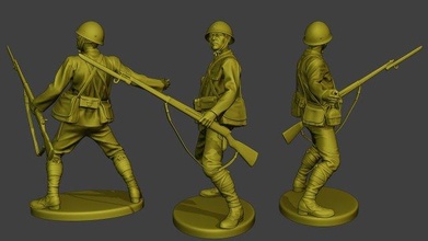 japanese soldier ww2 grenade j2 man war miniature figure sculpture military army diorama worldwarii pacific axis arisaka rifle walk print 3d print model - Mito3D