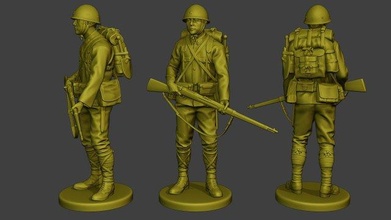 japanisch Soldat ww2 Stand j1 Zahl Skulptur Diorama drucken Krieg Miniatur Militär Armee Weltkrieg Pazifik Achse Arisaka Gewehr 3d print model - Mito3D