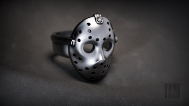 jason máscara de anillo la joyería modell impresión el ventilador asesino maniac película carácter hockey esculpir cera estilo signet joya 3d print model - Mito3D