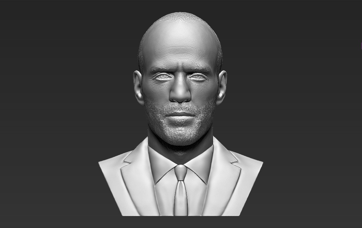 jason statham busto 3d impresión listo stl obj formatos modelo in escultura 3dexport dwayne rock johnson rápido furioso hollywood celebridad película stallone vin diesel 3D print model - Mito3D