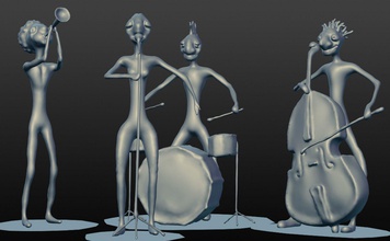 banda de jazz coleção estatueta jazzman jazz-band jazz-cantor a arte estátua figurine escultura comic-art printable 3d print model - Mito3D
