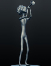jazz clarinete jugador el músico de jazz-band art la estatua estatuilla escultura en comic-art imprimible 3d print model - Mito3D