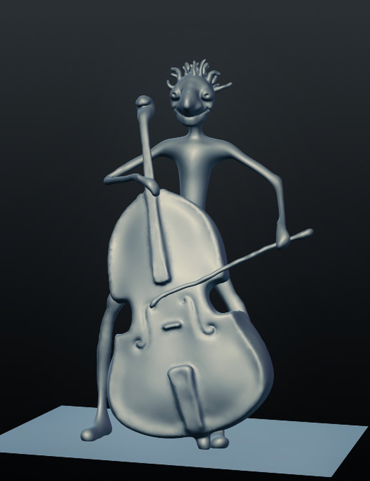 jazz doble jugador 3d impresión modelo in escultura 3dexport músico band arte estatua figurilla comic art imprimible 3D print model - Mito3D