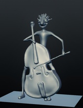 jazz doppelt bass spieler 3d drucken modell skulptur 3dexport jazzmann jazz band kunst statue figur comic art druckbar 3d print model - Mito3D