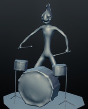 caz davul çalar cazcı grubu sanat heykel heykelcik comic-sanat yazdırılabilir 3d print model - Mito3D
