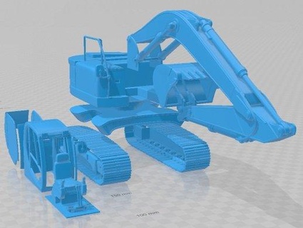 jcb excavator printable automotive hobby micro scale rc construction machinery 3d print model - Mito3D