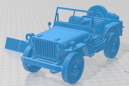 todoterreno willys mp 1942 imprimible coche vehiculo automotor diorama modelado pasatiempo sólido escala modelo 3D print model - Mito3D