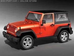 jeep wrangler 2008 mid poly 2007 rubicon offroad 4x4 fun car usa classic terrain midpoly mid-poly 3d print model - Mito3D