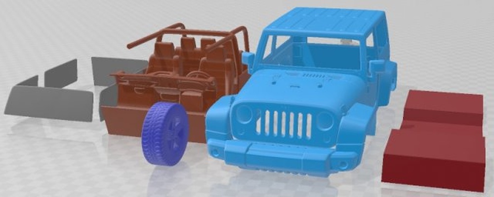 jeep wrangler 2012 druckbar wagen 3d drucken modell automobil 3dexport slot scalextric tamiya rc miniz hobby mikro druckguss 3d print model - Mito3D