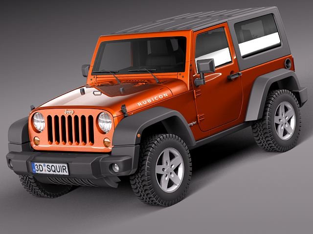 jeep wrangler rubikon 2012 3d modell suv 3dexport unbegrenzt 2door cabrio verdeck hardtop offroad 4x4 usa retro 3D print model - Mito3D