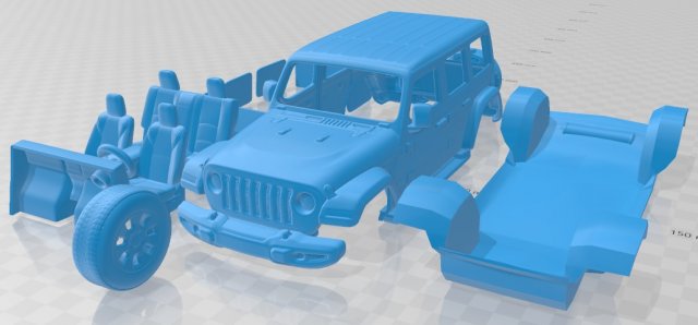 jeep cow boy illimité sahara 2018 imprimable voiture 3d impression modèle in automobile 3dexport fente scalextric tamiya rc miniz loisir micro robot d'exploration 3D print model - Mito3D