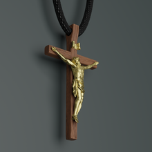 jesus christ hangingcross decoration pendant gold 3d printing printable luster pendants jewelry pendantnecklace shining religiouobject 3d print model - Mito3D