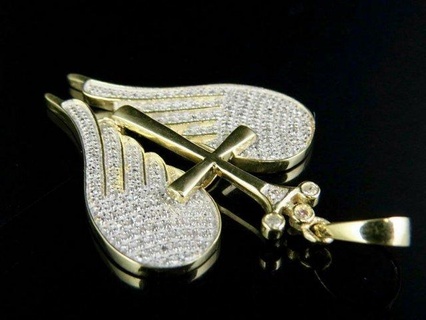 jesus cross wings heart diamond pendant pendants crossdiamond luxury rapper fashion hiphop jewelry necklace gemstone sapphire elegant celebrity style jewellery bling gem urban 3d print model - Mito3D
