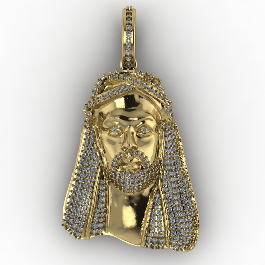 jesús dios colgante de 02 pendiente yesu cabeza la joyería el diamante engagementring necklacependant 3D print model - Mito3D