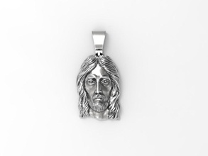 jesus head pendant 3d print model in pendants 3dexport christ cross crucifix god religion christianity church sacrifice christian jewelry gold character history bibile cathedral religiou object easter necklace 3d print model - Mito3D