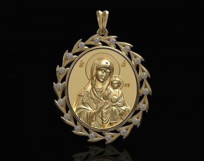 isa Mary kolye 3d yazdırılabilir takı altın gümüş platin sterlin anne İsa din dini KADIN madalyon ikon değerli taşlar kutsal bakire 3d print model - Mito3D