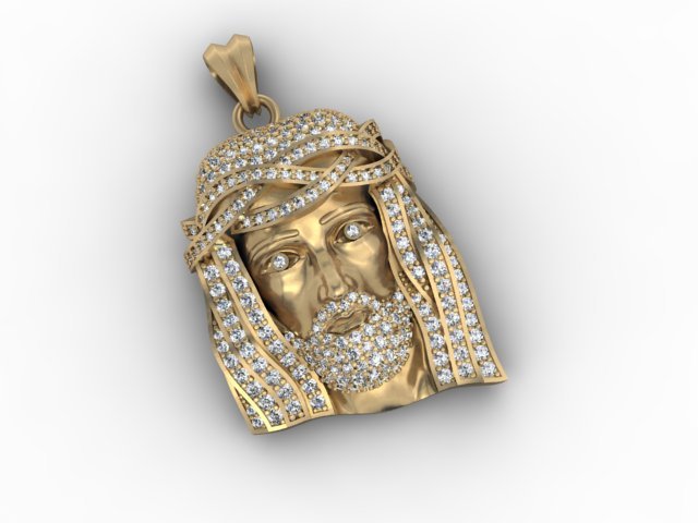 jésus pendentif 14k 18k 585 accessoires christ visage or tête jesu bijoux collier pendentifs imprimable religiou-objet la sculpture d'argent zbrush 3D print model - Mito3D