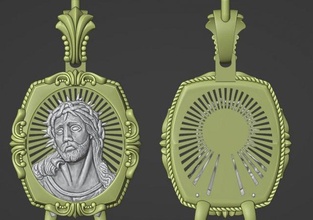Jésus pendentif religion or argent stl impression bijoux 3d print model - Mito3D