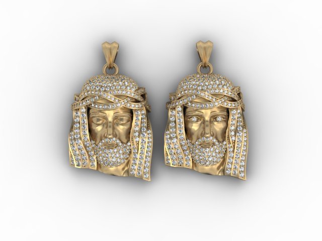 jésus pendentif pack 585 accessoires christ visage or tête jesu bijoux collier pendentifs imprimable religiou-objet la sculpture ensemble d'argent zbrush 3D print model - Mito3D