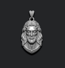 jesus pendant v1 3d print model in pendants 3dexport jewelry printable necklace christ religiou object jesu head face jewish cross christianity god cathedral holy bible nazareth character thorns silver 3d print model - Mito3D