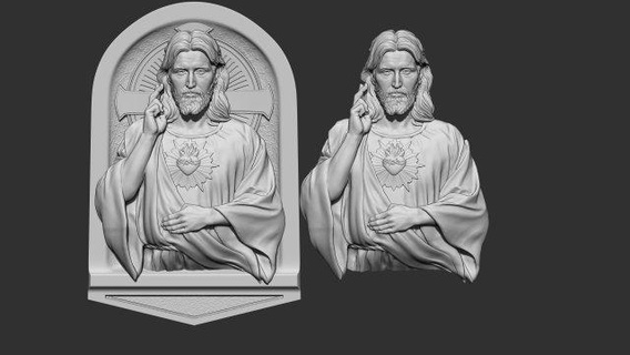 jesus relief 01 coins badges god graveyard religion religious jewelry christian catholic classical death cnc print art sculptures mothermaria bust statue miniatures figurines medalion 3d print model - Mito3D