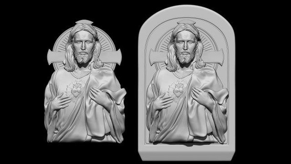 jesus relief 02 coins badges god graveyard religion religious jewelry christian catholic classical death cnc print art sculptures mothermaria bust statue miniatures figurines medalion 3d print model - Mito3D