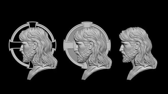 jesus relief 05 coins badges god graveyard religion religious jewelry christian catholic classical death cnc print art sculptures mothermaria bust statue miniatures figurines medalion 3d print model - Mito3D