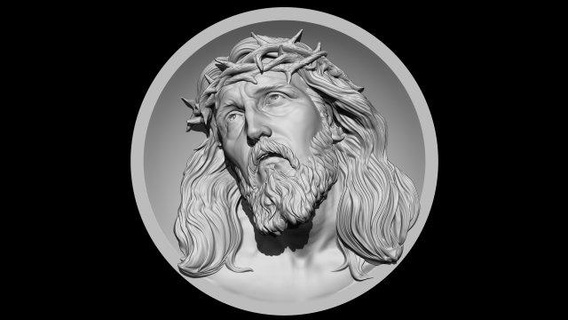 jesus relief 06 coins badges god graveyard religion religious jewelry christian catholic classical death cnc print art sculptures mothermaria bust statue miniatures figurines medalion 3d print model - Mito3D