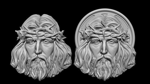 jesus relief 08 coins badges god graveyard religion religious jewelry christian catholic classical death cnc print art sculptures mothermaria bust statue miniatures figurines medalion 3d print model - Mito3D