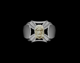 jesus ring 3d print model in rings 3dexport christ cross crucifix god religion christianity church sacrifice christian jewelry gold character history bibile cathedral religiou easter signet 3d print model - Mito3D