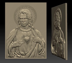 jesus sacred heart - relief icon 2018 3d print model in sculpture 3dexport art religion god goddess basrelief catolic christian portrait 3d print model - Mito3D