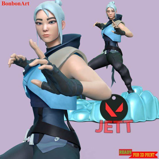 jett valoroso 3d impressão modelo in estatuetas 3dexport arrasar jogos sábio 3dprint 3dprinting figura estátua anime desenho animado quadrinho arte miniaturas personagem jogo manga 3D print model - Mito3D