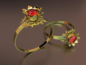 jeweler ring scarlet flower 3d print model - Mito3D