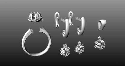 bijoux de l'anneau des boucles d'oreilles neacklace diamant-bague 3d print model - Mito3D