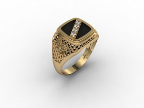 Schmuck Mann ring cad detaillierte diamond engagement weiblich gold Juwel photoreal platin bedruckbar ist Ringe Silber Stein vray Hochzeit 3d print model - Mito3D