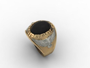 joyería de hombre del anillo águila cad detallada el diamante eagle compromiso femenino oro joya la platin imprimible los anillos signet plata piedra versache vray 3d print model - Mito3D