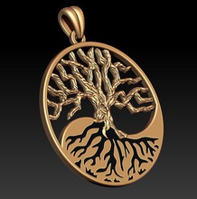 jewellery pendant tree lineage stl zbrush necklace rhino woman high poly printable cad 14k 585 583 2016 18k sculpt gold 3d print model - Mito3D