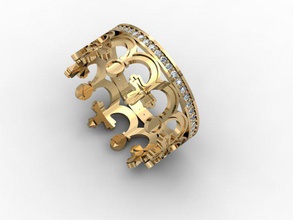 jóias anel 3dm o cad coroa detalhadas feminino gem ouro jóia photoreal printable rhino anéis de prata stl pedra vray casamento 3d print model - Mito3D