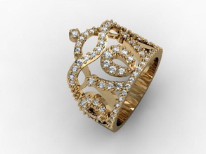 jóias anel 3dm o cad coroa diamante feminino gem ouro jóia photoreal printable rhino anéis de prata stl pedra vray casamento 3d print model - Mito3D
