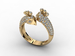 Schmuck-ring Tier cad cristatus diamond engagement weiblich gold indian Juwel Schmuck Pfau fotorealistisch bedruckbar ist realistisch sind ring Ringe 3d print model - Mito3D