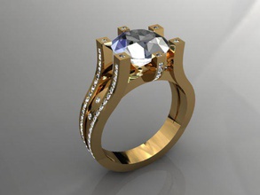 jewellery ring 3dm detailed diamond engagement female gold jewel jewelry photoreal platin printable rings silver stl stone vray wedding 3d print model - Mito3D