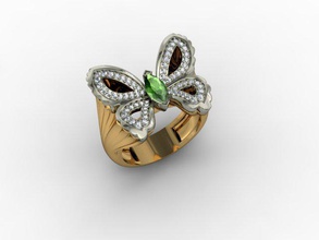 jóias anel de borboleta 3d imprimir modelo buterfly 18k-15-7g 14k-14-2g tamanho 3d print model - Mito3D