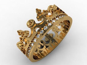 gioielli anello corona 3dm cad la diamante di fidanzamento sesso femminile oro gioiello karona korona platin stampabile anelli argento pietra matrimonio 3d print model - Mito3D