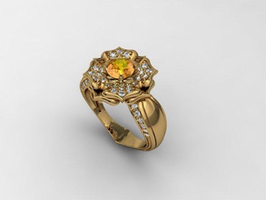 jewellery ring flower 3d 3dm aaa brand coll diamond fashion jewell jewelleryring jewelry rhino rings stl 3d print model - Mito3D