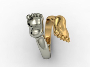 jóias anel de pé o cad detalhadas diamante engajamento pés feminino ouro jóia photoreal platin printable anéis prata pedra vray casamento 3d print model - Mito3D