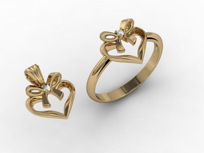 la joyería anillo colgante de corazón proa flecha arco diamante gem joya el collar imprimible los anillos plata 3d print model - Mito3D